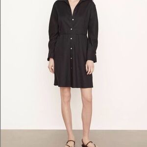 Vince Black Button-Front Midi Shirt Dress